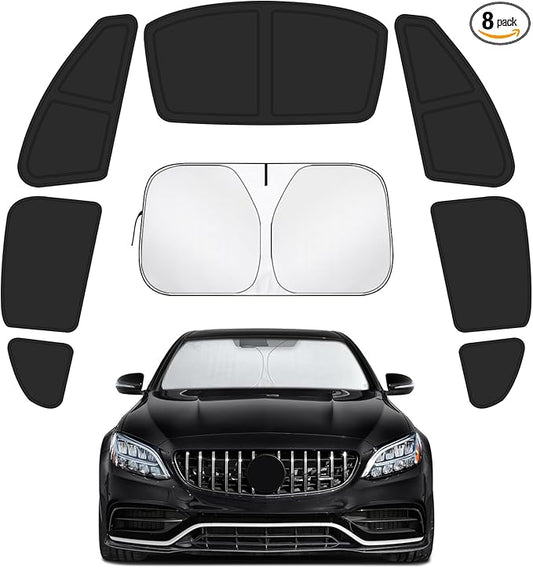 Car Window Shades Intended for Mercedes-Benz C-Class 2014-2021, Privacy Window Covers 8PCS for Side, Rear & Windshield, Car Shield Sunshade for Privacy Protection, Heat Blocking, Camping and Parking