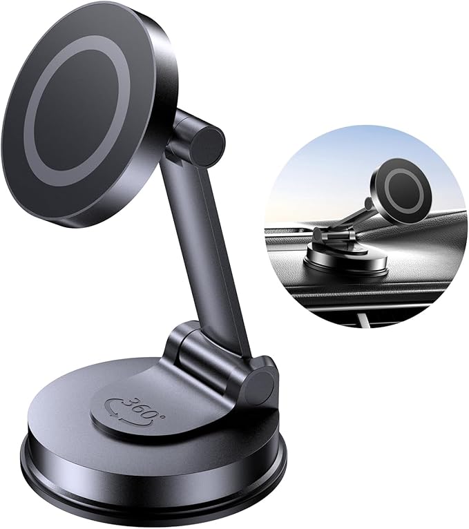 Tophot for MagSafe Car Mount, Car Phone Holder for Dashboard, 360° Rotatable Magnetic Phone Holder for Cars, Strong Adhesive, Sturdy Metal Mount, Compatible with iPhone Samsung