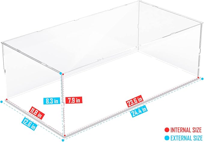 Choowin Acrylic Display Case for Lego Car Display for Lego Porsche 911 McLaren P1 Ferrari SP3 Display Thickened Clear Acrylic Display Cases for Collectibles Assemble Dustproof Display Box(White Base)