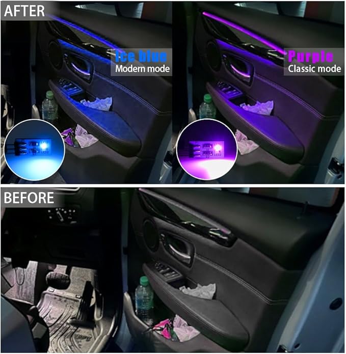 NJSBYL Blue-Purple Interior Ambient Lighting LED Circuit Board for 2016-2022 B-MW X1 F48, 2010-2017 5Series F07, 2012-2015 7Series F01 Coupe Sedan SUV Door Handle Trim/Storage/Pocket Atmosphere Light