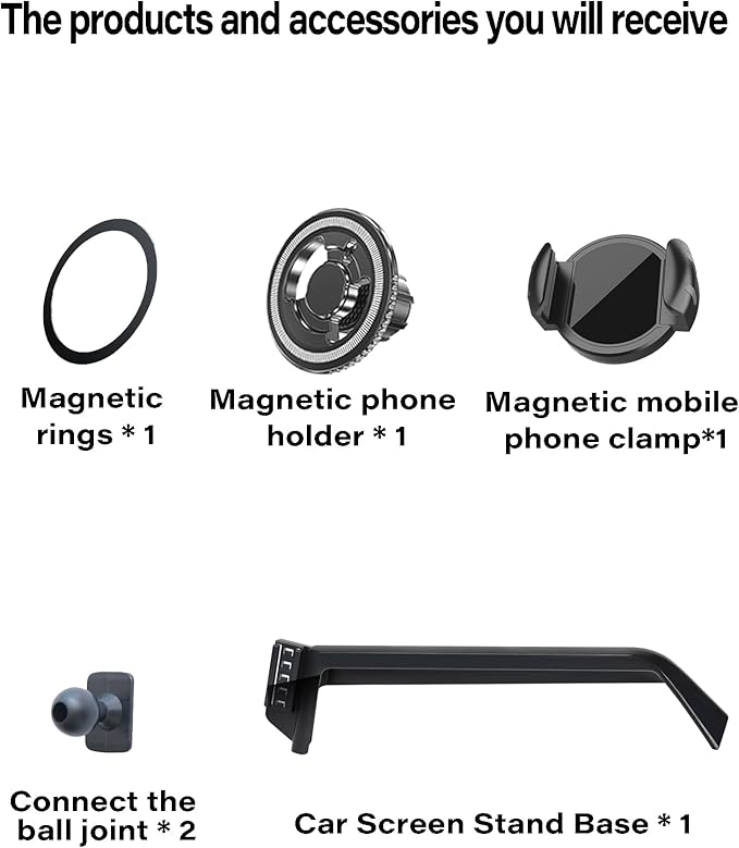 Magnetic Car Phone Mount for 2020-2026 Toyota Highlander Accessories, for MagSafe Strong Magnets Cell Phone Holder 8-Inch Touch Screen Cradles, with Portable Phone Gripper 360° Rotation
