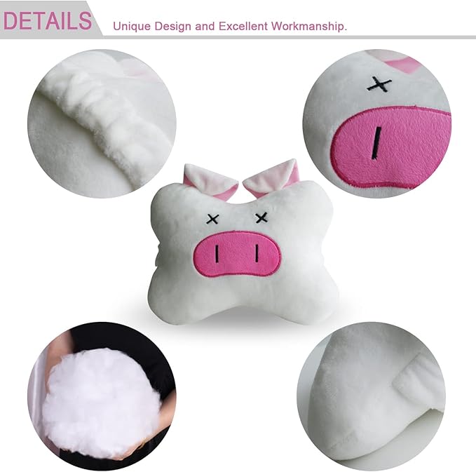 Sexysamba Car Headrest Pillow,Cartoon Neck Pillow for Car,Comfortable Soft Car Seat Pillow for Driving,Head Rest Cushion,Cute Neck Pillow for Travelling and Home 2Pcs (Pink Pig)