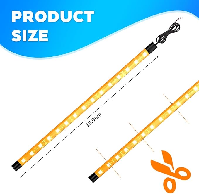 Motorcycle RGB LED Light Kit, 6PCS DC 12V Waterproof Motorbike Underglow Strip Lights Kit, Golf Cart Exterior Ground Effect Atmosphere Lamp, Universal for SUV RV Truck (Amber)