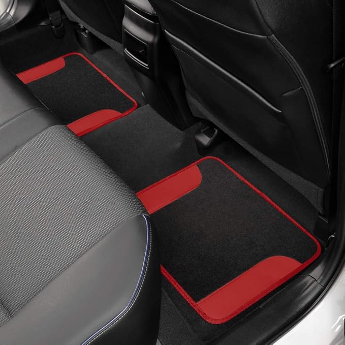 BDK Red All Weather Heavy Duty Car Floor Mats Interior Liners for Auto Van Truck SUV, Heavy Duty All Weather Protection, Fits Front & Rear