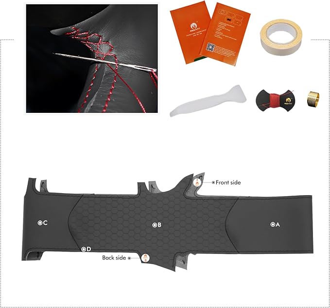 MEWANT Car Steering Wheel Cover for Mazda MX-5 2016 2017 2018 2019 Hand-Stitched Leather Car Steering Wheel Wrap