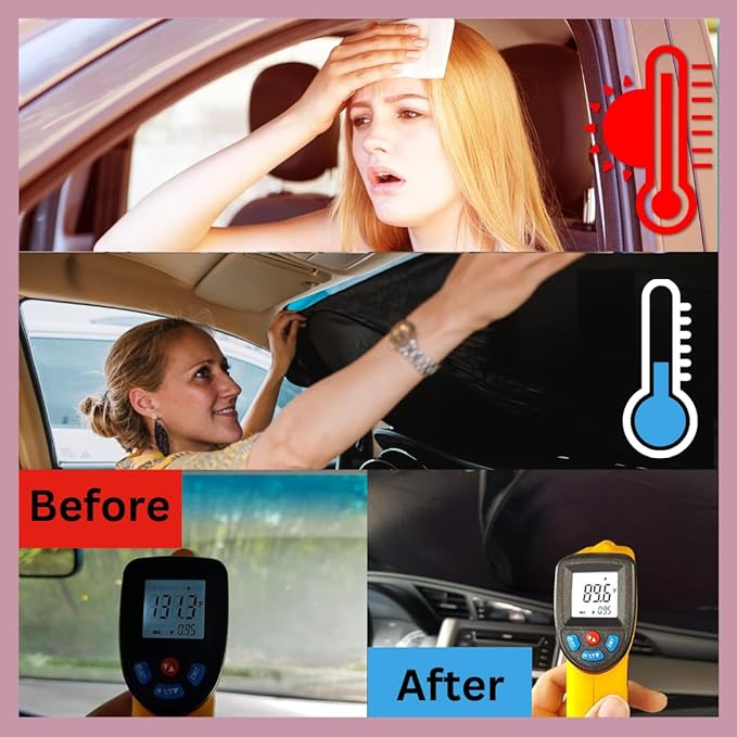 Windshield Sun Shade for Tesla S | Certified 99.87% UVB & 99.02% UVA Protection Car Sun Shade. Award Winning Sunshade for Car Windshield with Patented Technology. Car Window Shades by Kinder Fluff
