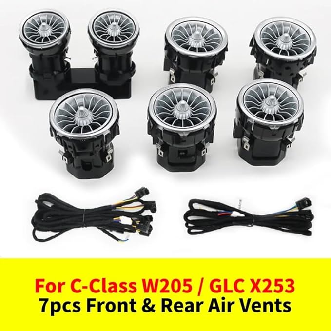 64 Colors for Mercedes Benz C180 C200 C250 C300 C400 C43AMG C63AMG 2019 2020 2021 Air Vent New EQS Air Vent Outlet Nozzle Atmosphere Lamp,7pcs Air Vent Ambient Light Kit