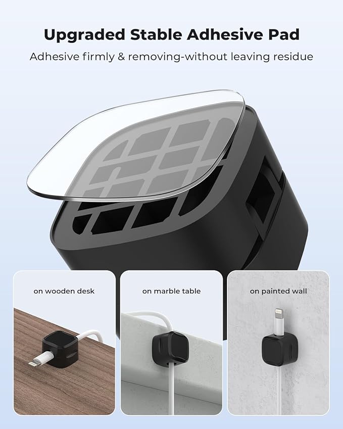 6 Pack Magnetic Cable Clips Cord Holder, Under Desk Cable Management, AORUICN Adhesive Wire Holder Keeper Organizer for Home Office Desk Phone Car Wall Desktop Nightstand