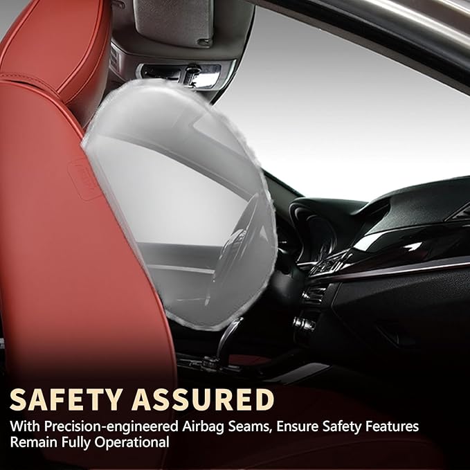 FLORICH Front Seat Covers for Cars, Luxury Waterproof Faux Leather Seat Covers Cushion, Car Seat Protectors Universal Fit for Most 5 Seats Vehicles - Red