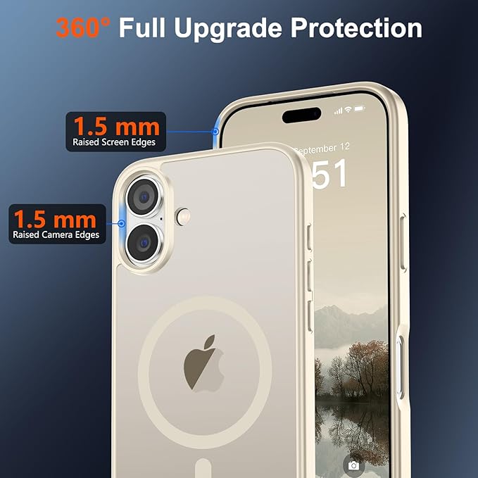 SUPFINE Magnetic for iPhone 17 Case (Compatible with MagSafe)(Military Grade Drop Protection) Translucent Matte Shockproof with Anti-Fingerprint Phone Cover,Antique White