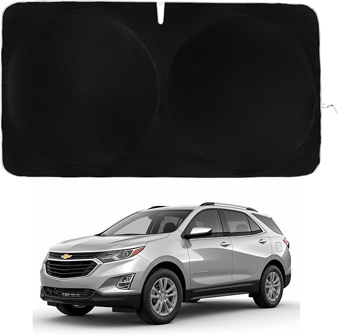 Windshield Sun Shade -Certified 99.87% UVB & 99.02% UVA Car Sun Shade. Award Winning Sunshade - Patented Technology | Compatible for Chevrolet Equinox (2025-2026) | Car Shades by Kinder Fluff