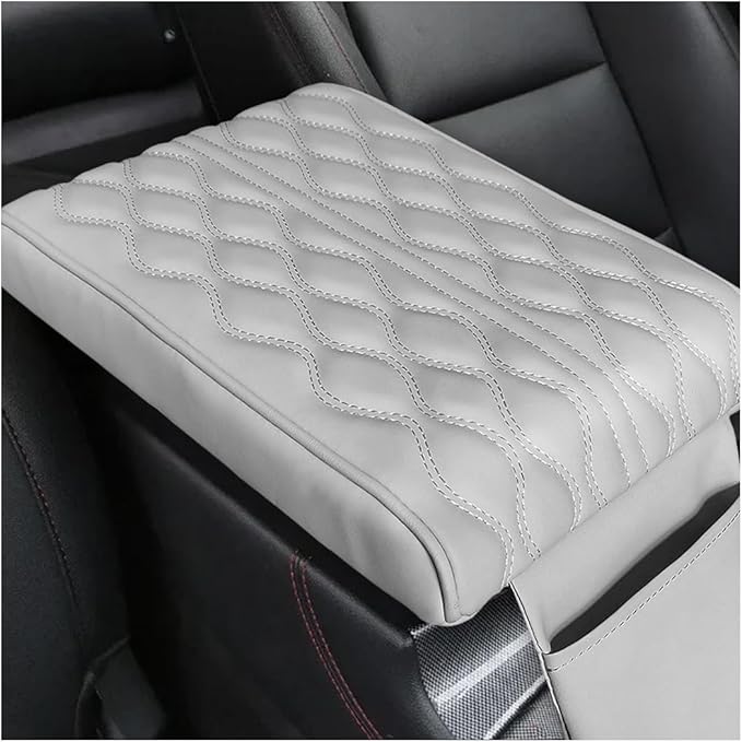 Ziciner Car Center Console Cover, Leather Memory Foam Armrest Cushion Protection Pad, Waterproof Hand Rest Pillow with Height Increase, Universal Accessory for Most Car (Gray)