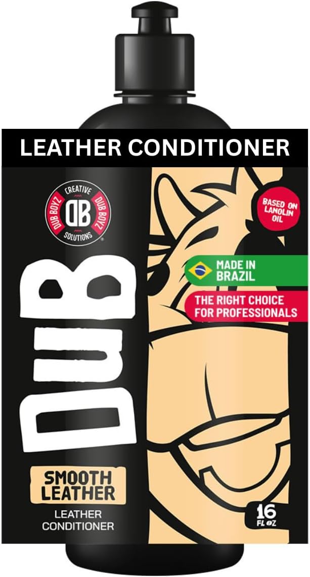 DUB BOYZ Smooth Leather Conditioner, Deep Conditioning & UV Protection, Non-Greasy Formula, Safe for Car Interiors, Furniture & Luxury Leather Goods (16 Fl Oz)
