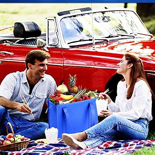 2PCS Refrigerator Grocery Bag,Cooler Bag,Zipper,Black,Blue