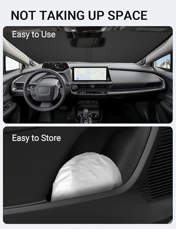 Proadsy Windshield Sun Shade for Toyota Prius 2023 2024 2025 2026 4-Layer Foldable Front Sunshade Protector Sun Visor Blocks UV Rays Keep Car Cooler