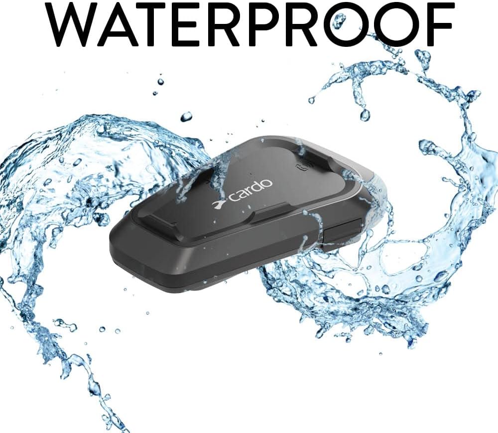 Cardo Systems Spirit HD Motorcycle Bluetooth Communication Headset, 2-Way Bluetooth, Thin 40mm Speakers, Waterproof, Universal Connectivity - Single Pack