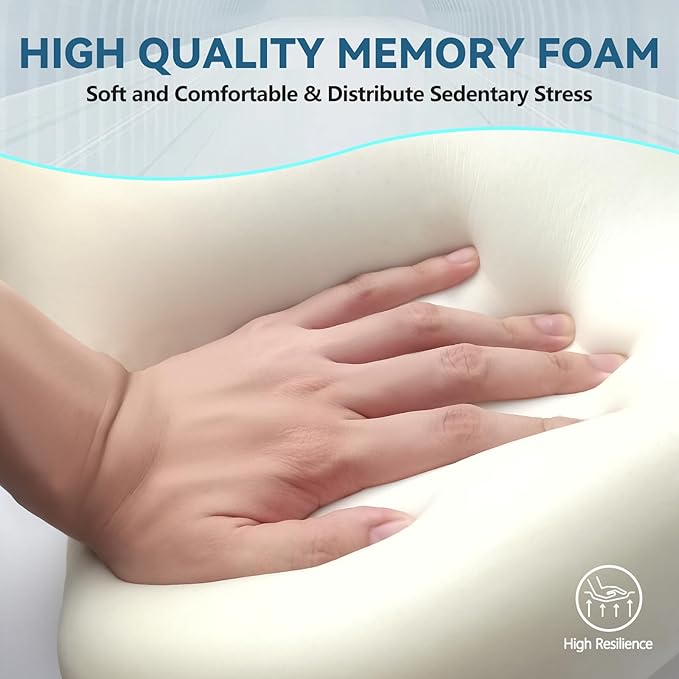 Seat Cushion & Lumbar Support Pillow Set,Memory Foam Office Chair Cushion for Tailbone Pain, Non-Slip Back Support for Car,Desk,Gaming Chair,Wheelchair, Breathable & Machine Washable