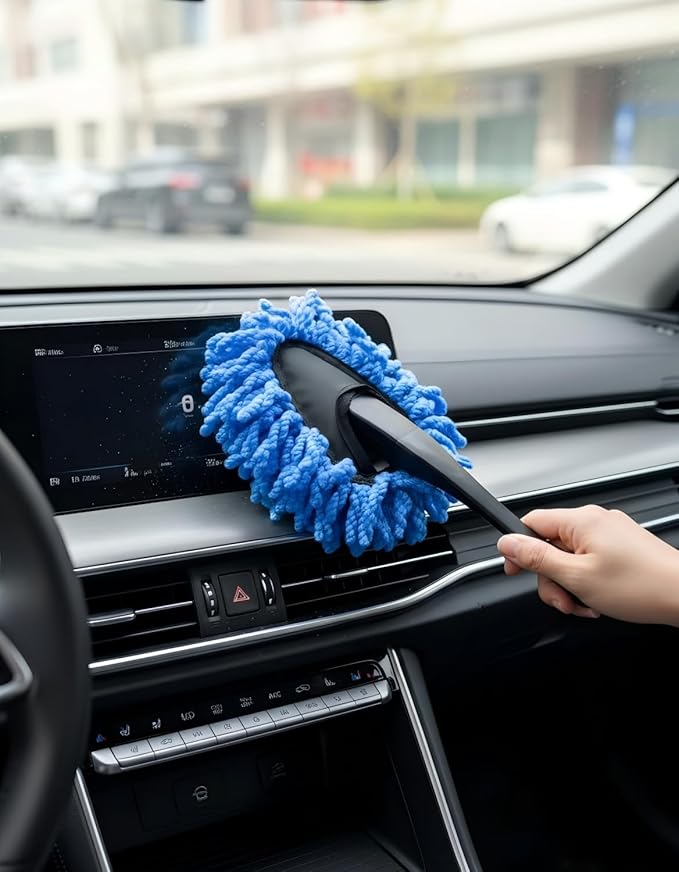 YKT Windshield Cleaner Tool, Car Interior Cleaning Kit & Car Detailing Kit with Car Detailing Brush and Microfiber Head for Car Wash Kit