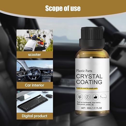 Crystal Coating for Car, 2026 New Plastic Parts Crystals Coating, Upgrade Plastics Parts Crystal Coating Plastic Restorer with Spong, Coatings Agent for Automotive Plastics (5Set)