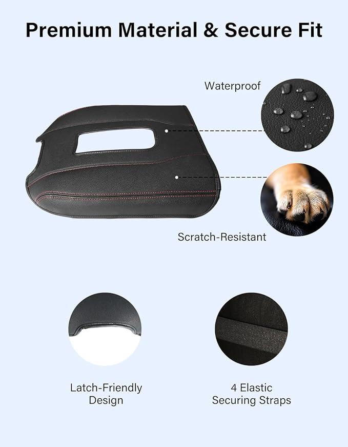 Center Console Armrest Cover for Chevy Chevrolet Silverado 1500/GMC Sierra 2019-2026, Yukon/Suburban/Tahoe 2021-2026, PU Leather Middle Console Lid Protector Cushion Thick Pad Black-Red(Bucket Seat)