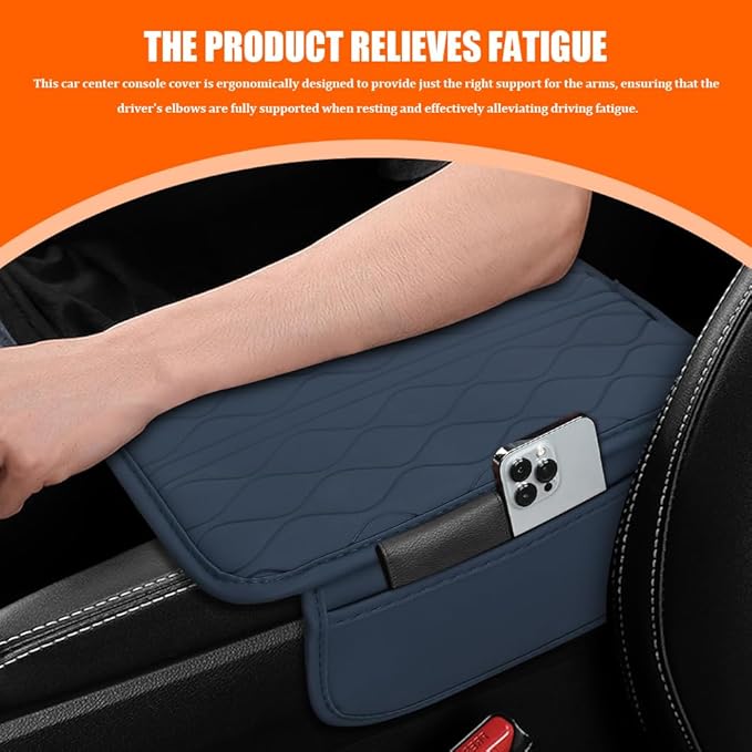 Leopard Cheetah Print African Animal Hunting Auto Center Console Armrest Pad, Car Center Console Cover, Auto Accessories Soft Comfort Armrest Cover Cushion Mat for Most Cars (Blue-K3)