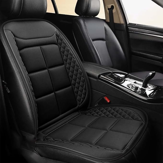 2Pcs Universal Seat Cushion, Comfortable Large Heated Seat Cover，Non-Slip Breathable Unique Back Rest Black (2Pack Black)