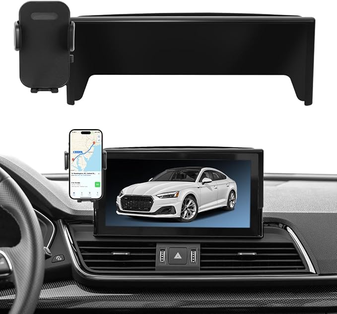 Car Phone Holder Compatible with Audi A4 2020-2025 /A5 2020-2025 /Q5 2021-2025 Auto Interior Accessories 10.1-Inch Screen Fixed Clip, Cell Phone Mount Hands-Free 360° Rotation Dash Mount