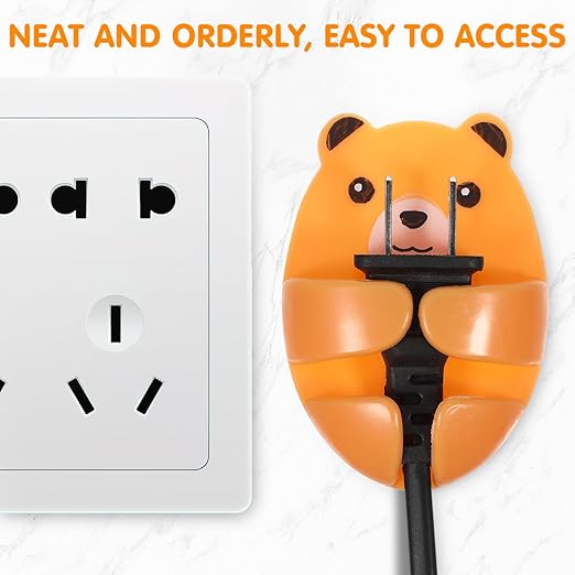 4pcs Phone Charger Cord Holder Clips Cute Charger Cable Holder Self-Adhesive Cable Organizer Clips for Kitchen Table Home Office Car Colorful
