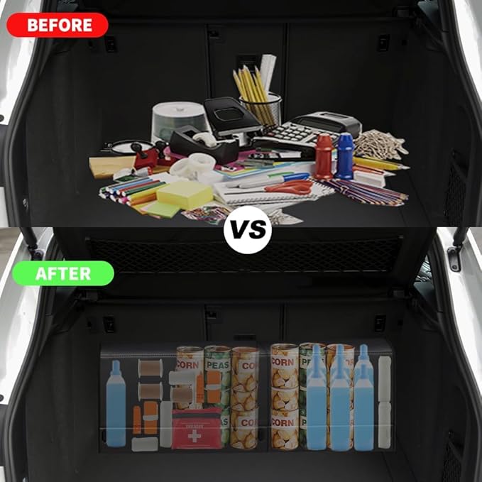 XDV Trunk Organizers, Car Organizers, Storage Solutions, and Car Storage Organizers for SUVs, Sedans, Back Seats, and Luxury Vehicles with Lid, Leather, Small, Large Car shoes box (Plain Black, M&L)