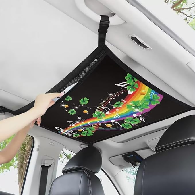 Rainbow Grass Car Roof Storage Bag Car Storage Bag Organizer Multi-Purpose Car Bag Storage Box Organizer Pouch Pocket Large Capacity Storage for Small Items