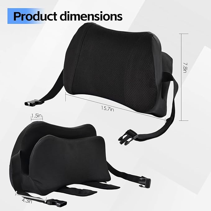 Lumbar Support Pillow for Office Chair and Car, Memory Foam Back Cushion Provides Lumbar Support to Relieve Back Pain, Ideal for Driving and Office Use (Black)
