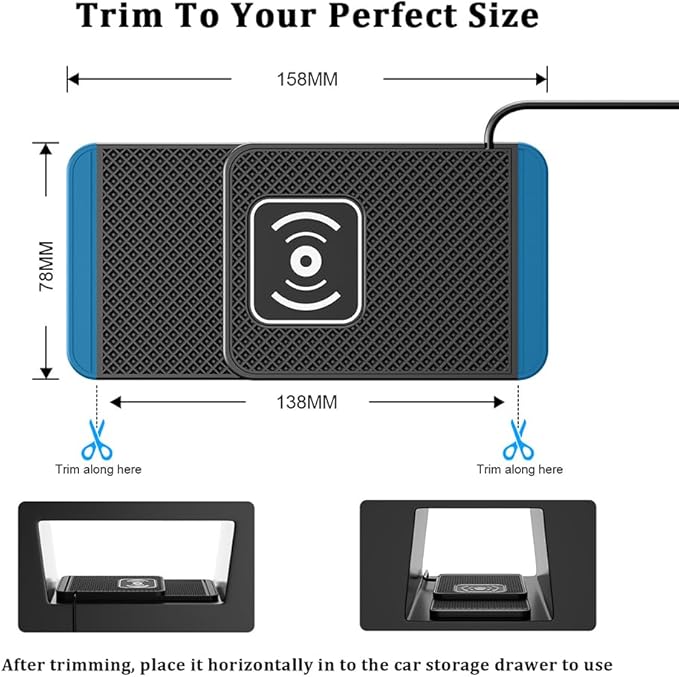 Wireless Charging Pad for Car for Kia Sportage 2000-2002 2005-2026, 20W Fast Wireless Car Charger Pad Type-C/USB Non-Slip Phone Charging Mat,A 30cm Cable Type-C Plug