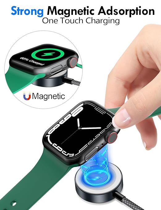 Travel Essentials for Apple Watch Charger,iPhone Charger,3 in 2 Type C/L/Magnetic Fast Charging Cable,Multi Charging Cable Portable Designed for iWatch Series,iPhone 17-11,Galaxy S26-S21,Car-4FT