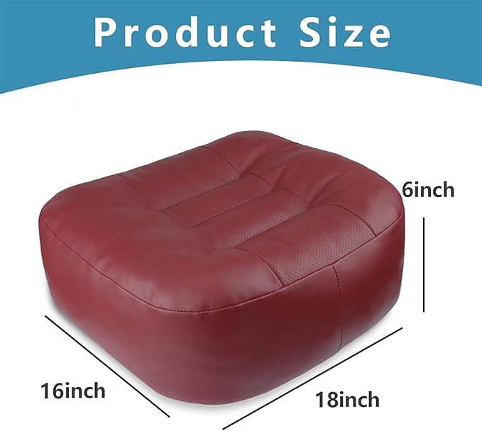YOUFI Super Thicken Leather Car Seat Cushion for Adults - Portable Angle Lift Seat Pad with Breathable Cover, Handle, and Buckle - Ideal for Trucks, SUVs, and Office Chairs (Red)