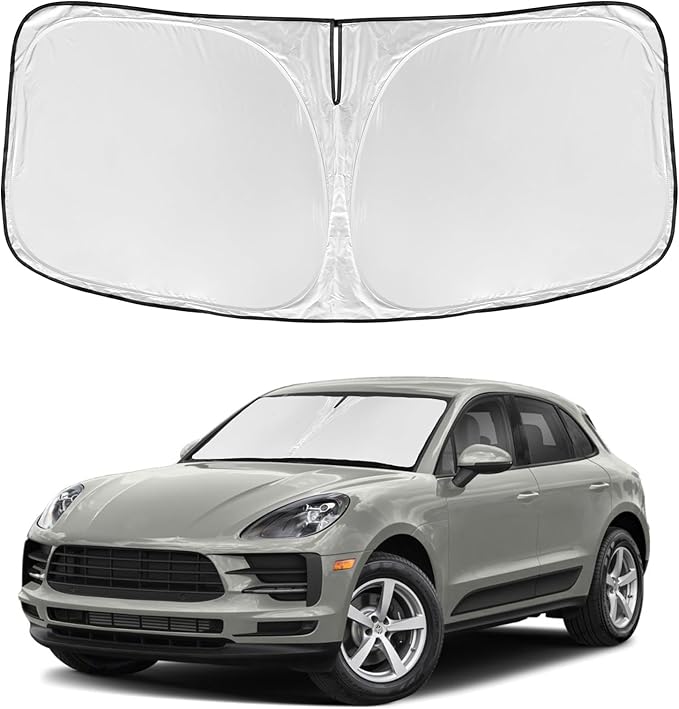 for Porsche Macan 2014-2024 2025 2026 Windshield Sun Shade - 4 Layers Car Sunshades for Front Windows Shade Cover Custom Fit Sun Visor 250T Retractable Shade Blocks UV Rays Car Accessories