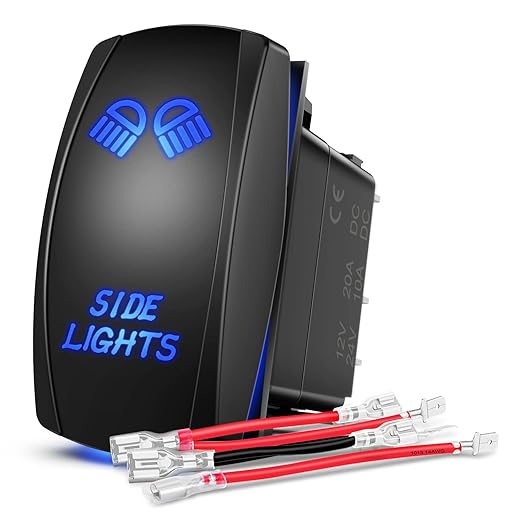 Nilight Side Lights Rocker Switch Led Light Bar 5Pin Laser On Off SPST switches 20A/12V 10A/24V Blue with Jumper Wires Set for Cars Trucks RVs