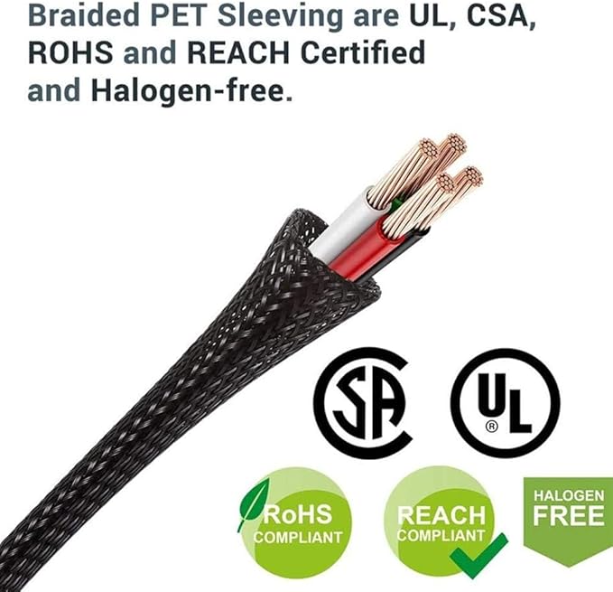 25ft - 3/4 Inch Cable Management Sleeve Protector,Wire Loom PET Expandable Wire Sleeving for Office TV Computer Home Theater Engine Bay Cord Organizer,Protect Cables from Pet Cat Dog Chewing,Black