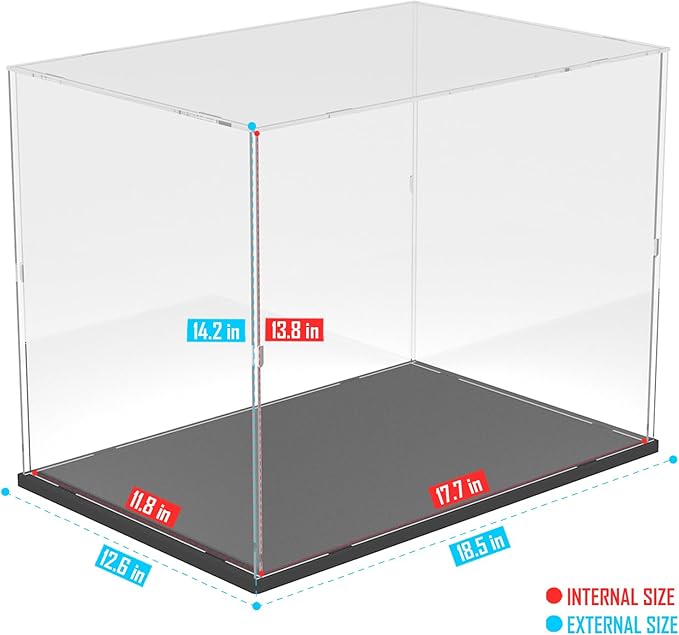 Choowin Acrylic Display Case for Lego Notre Dame 21061 for Lego Bowser 71411 for Lego X Mansion 76294 Thickened Clear Acrylic Display Cases for Collectibles Assemble Dustproof Display Box(Black Base)