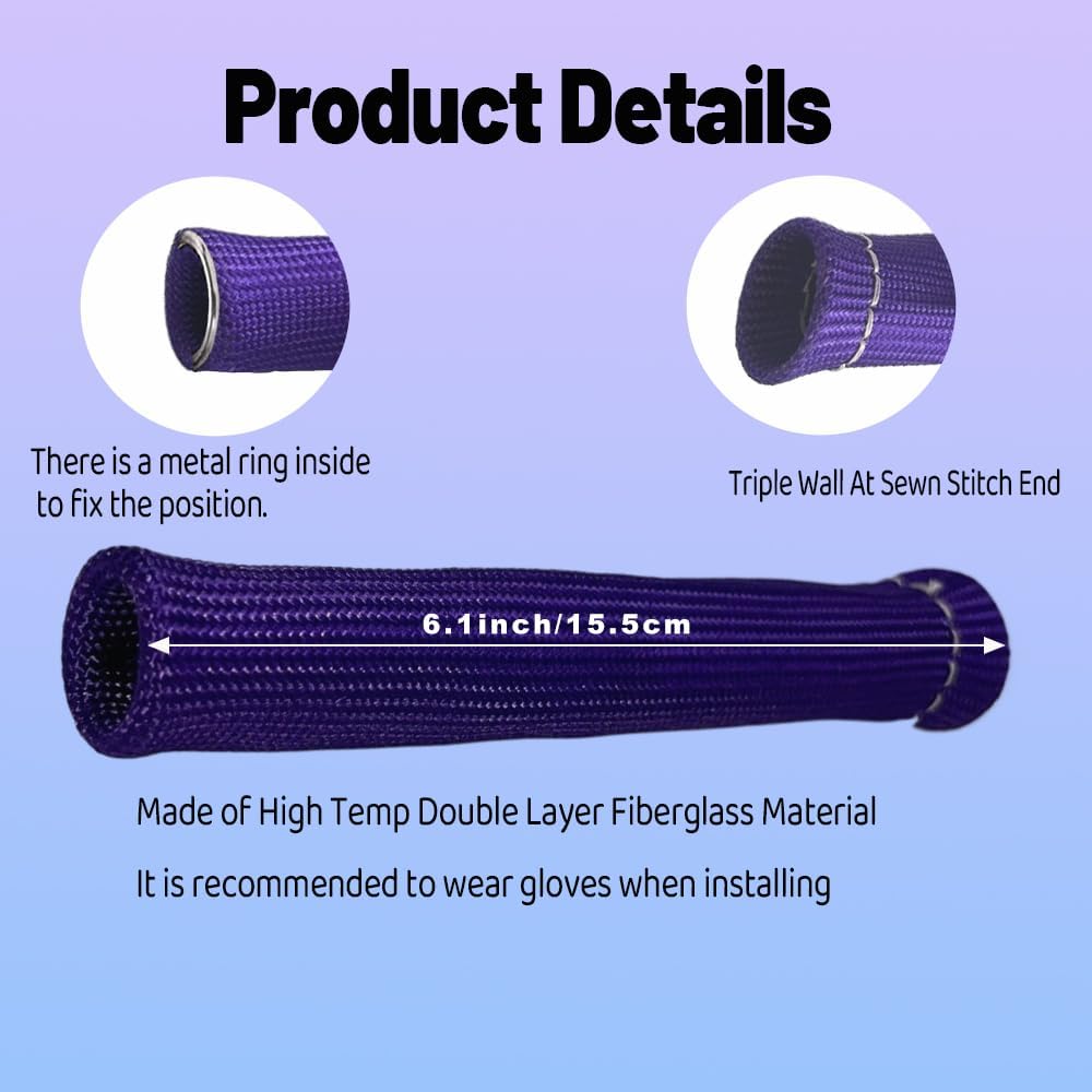 Spark Plug Wire Boots Protection 8 PCS Spark Plug Wire Heat Shield 6 Inches 2500° Spark Plug Heat Sleeve Cover Wrap for LS1 / LS2 Sbc BBC 350 454 (Purple)