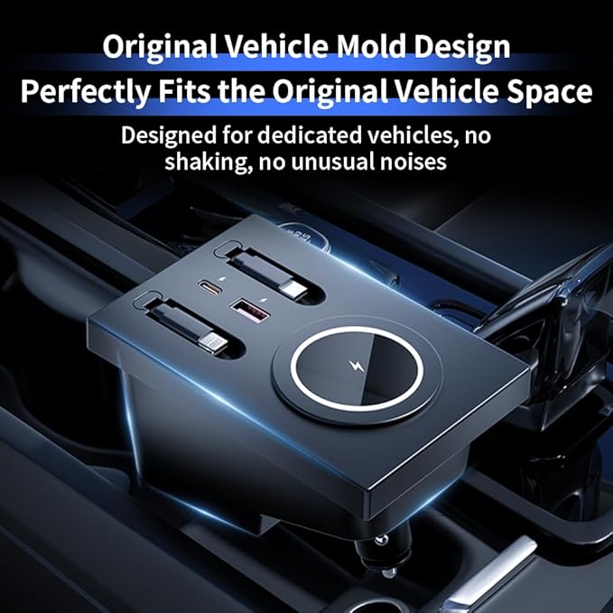 Car USB Hub Docking Station for Volvo XC60 XC90 S90 V90 S60 V60 Type-C Fast Charger Auto Interior Centre Console Accessories Cigarette Lighter Decoration Phone Wireless Charging Adapter