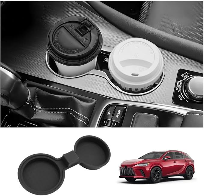 LUWU 2025 2026 RX350 Center Console Cup Holder Compatible with 2024 2025 2026 Lexus RX350/RX450/RX500 Accessories Premium Silicone Cup Holder Mat Spill-Proof, Easy Install & Clean, Black