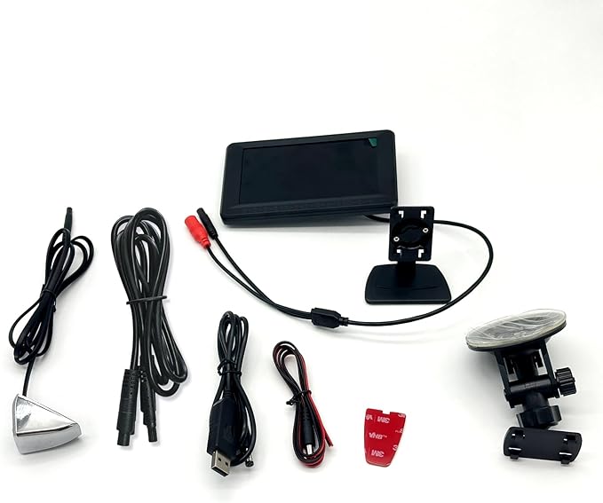 Blind Spot Camera with 5” BSD Monitor Kit, HD 1080P Monitor Side View Camera Kit, Door Tape Mounted Blind Spot Cam Silver