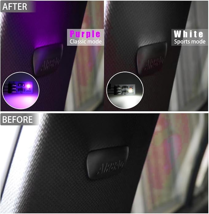 NJSBYL 2PCS Purple-White Interior Ambient Lighting Circuit Board for B-MW 2 3 4 5 7 Series M2 M3 M4 X5 X6 X7 Pre-LCI LCI B-Pillar Front Seatback Sound Climate Control Lamp LED Light Replacement