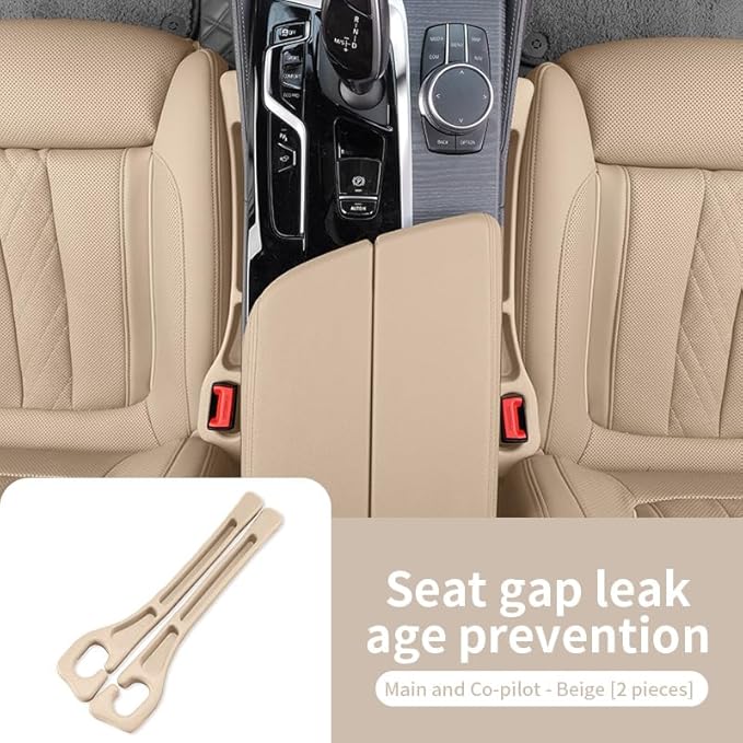 Car Seat Gap Filler Organizer Universal Fit Car SUV Truck Console Side Plug Strip Stopping Phone Key from Falling, Pack of 2 (Beige)
