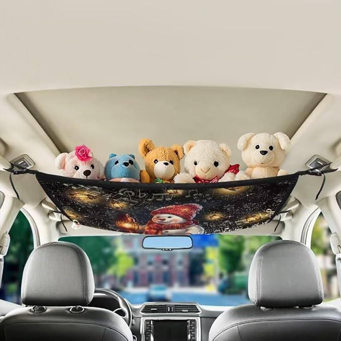 Snowman Lamp Car Roof Storage Bag Car Seat Storage Hanging Bag Premium Car Seat Organizer One-Size-Fits Tidy Pouch Pocket Storage for Small Items