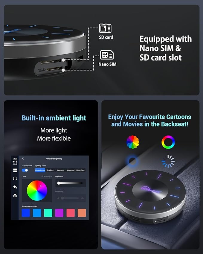 OTTOCAST P3 OttoAiBox - 2024 Android 12 CarPlay AI Box, Wireless CarPlay & Android Auto Adapter, 8GB+128GB, HDMI Output, GPS, Video Viewing YouTube, Netflix, Tiktok, etc