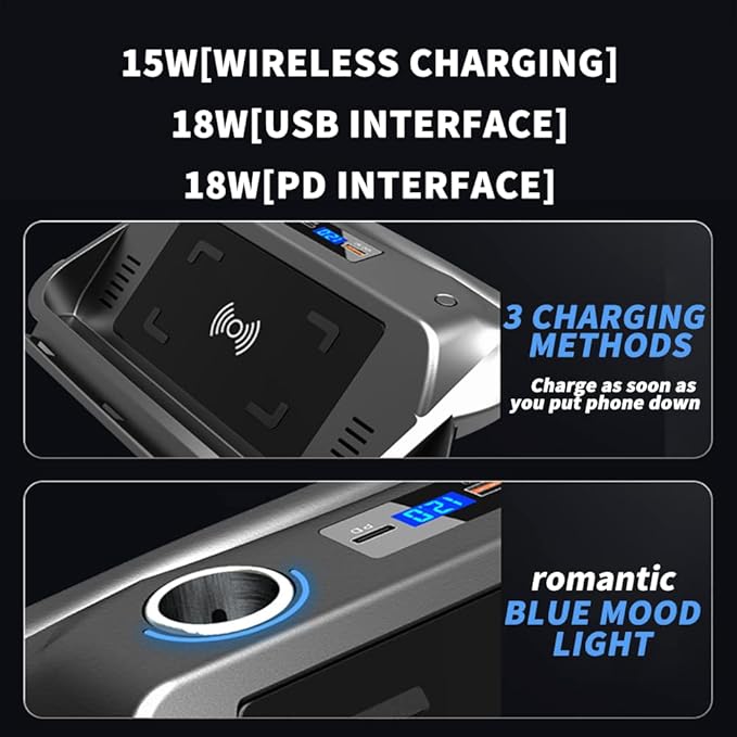 Car Wireless Charger Mount fit for Toyota Corolla 2020-2025,Output of 10W QC 3.0 Fast Charging Compatible with iPhone,Samsung,USB Port 36W Wireless Charging Devices