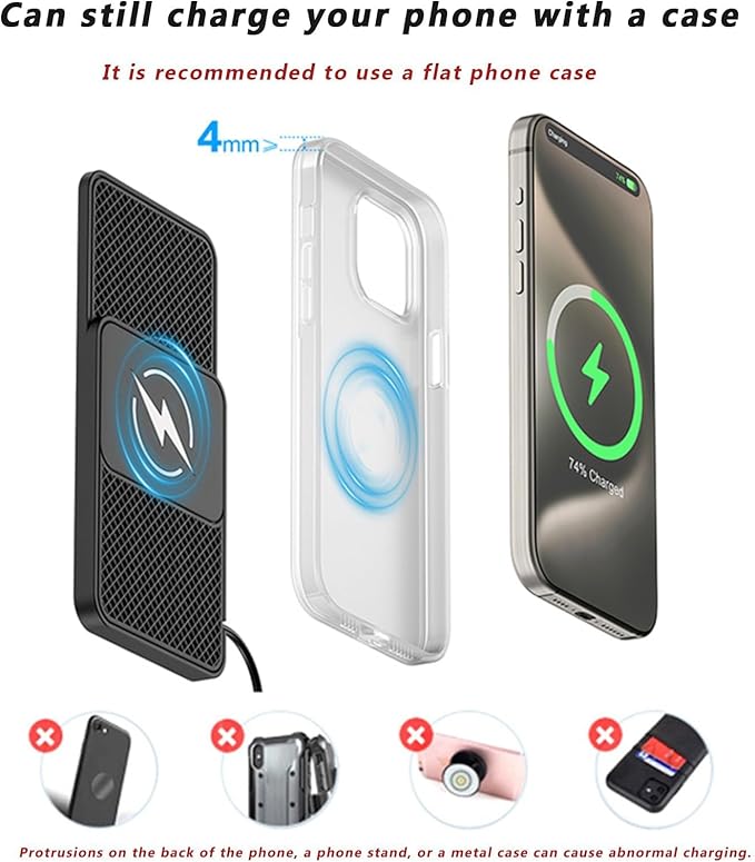 Wireless Car Charger Pad for BMW 5er F10 F11 F18 F90 G30 G31 G38, Phone Cordless Charging Mat Center Console Non-Slip 20W Fast Wireless Type-C/USB,A 30cm Cable Type-C Plug-Normal