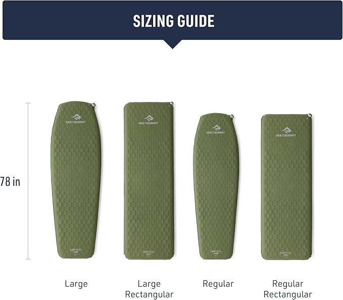 Sea to Summit Camp Plus Self-Inflating Foam Sleeping Mat for Camping - Rectangular - Large (78 x 25.2 x 2.6 inches)