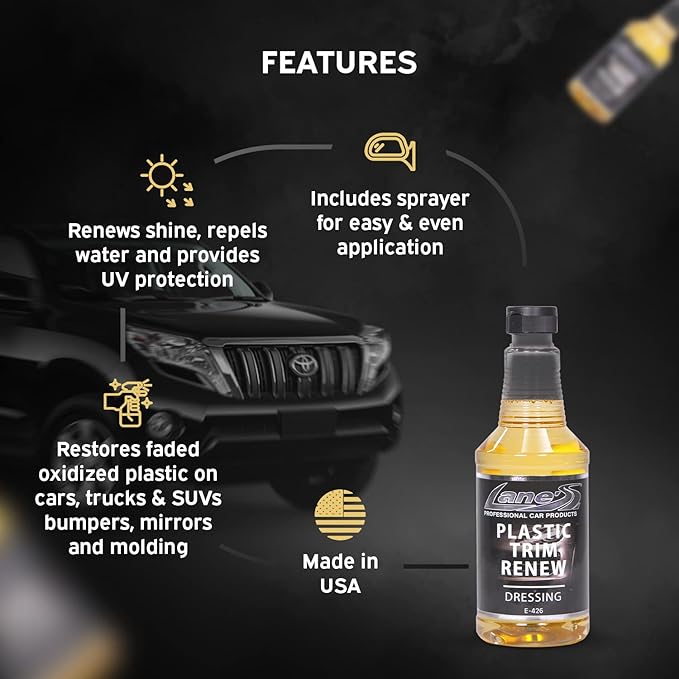 LANE'S Plastic Restorer, Trim Restorer Automotive, Faded Bumper Restorer, Durable Protection (16 oz)